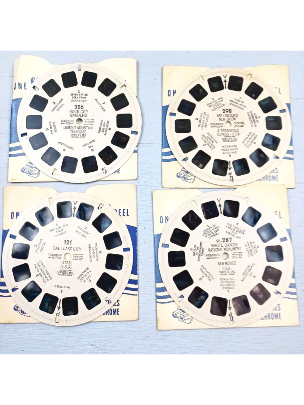 Mixed Lot of 4 View Master Reels Landmarks USA White Sands Salt Lake Rock City